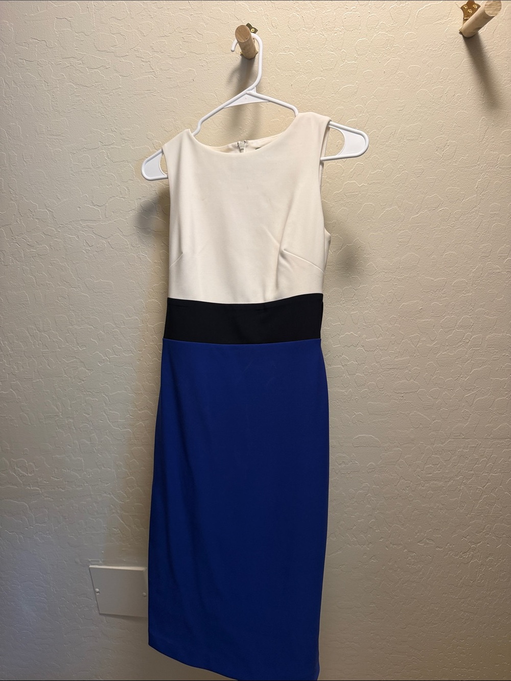 Ralph Lauren White, Black & Blue Colorblock Sheath Dress